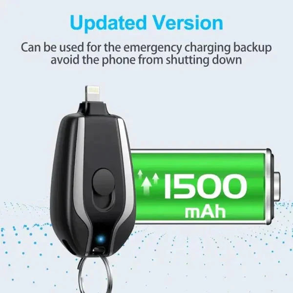 Ultra Portable Keychain Powerbank | Fast Charging Emergency Power Bank Keychain - 1500 mAh